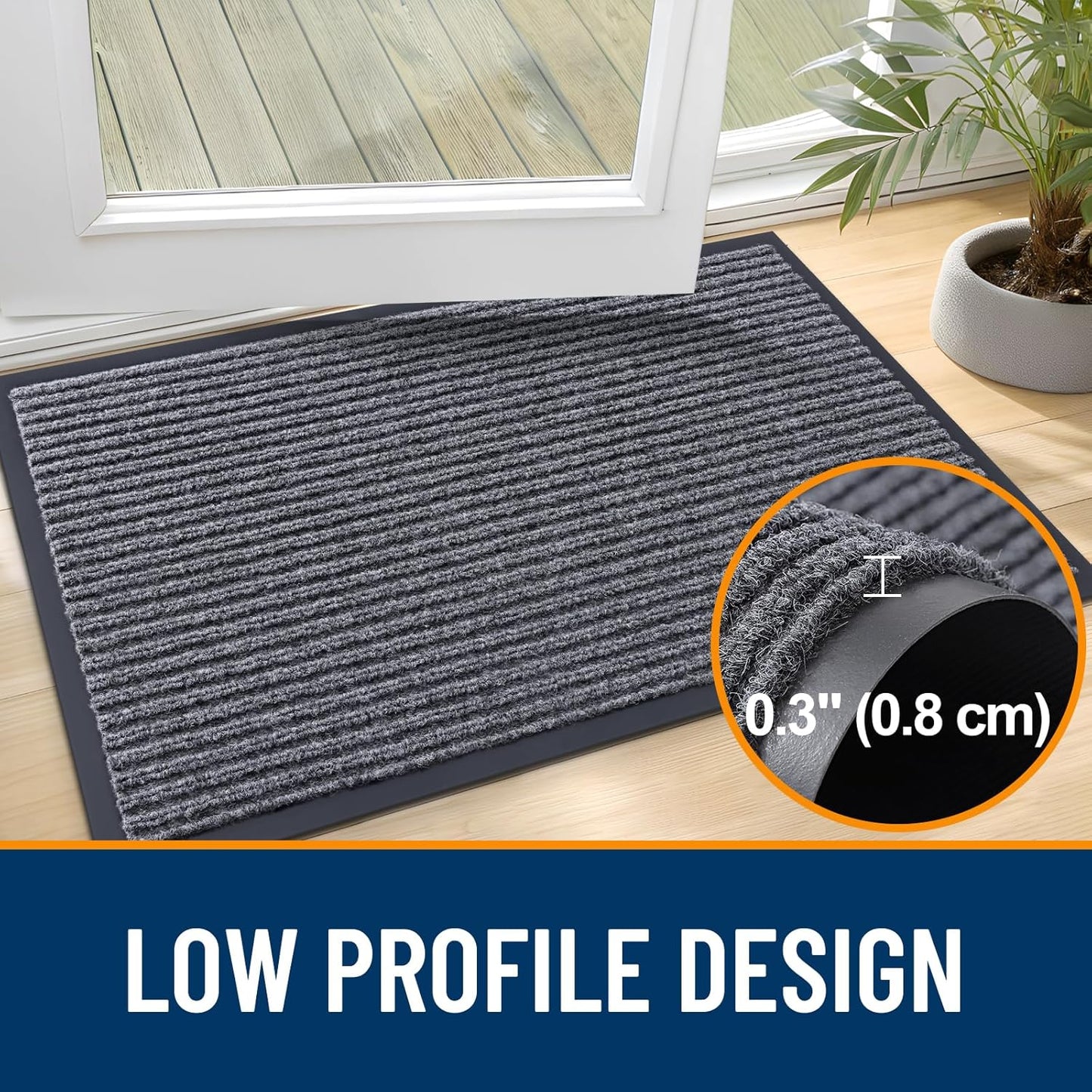OLANLY Front Door Mat Indoor Outdoor Entrance, Waterproof Heavy Duty Doormat, Fade Resistant, Low