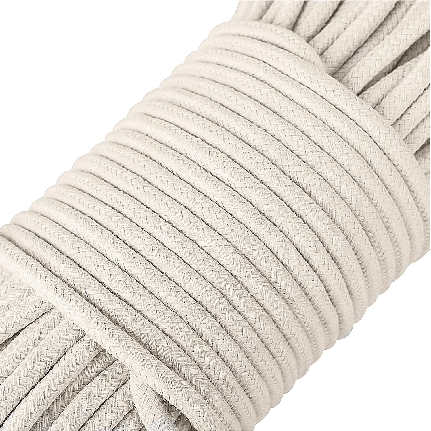 1/4 Inch Natural Cotton Rope, White Craft Rope Clothesline, Used for DIY Rope Baskets, Handicrafts