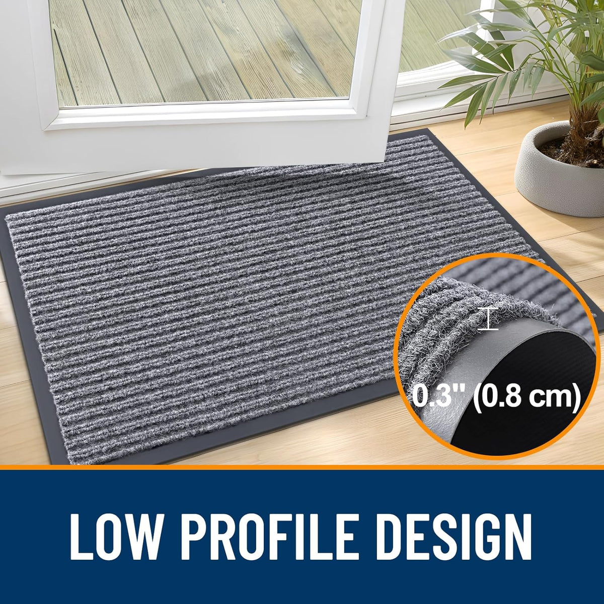 OLANLY Front Door Mat Indoor Outdoor Entrance, Waterproof Heavy Duty Doormat, Fade Resistant, Low