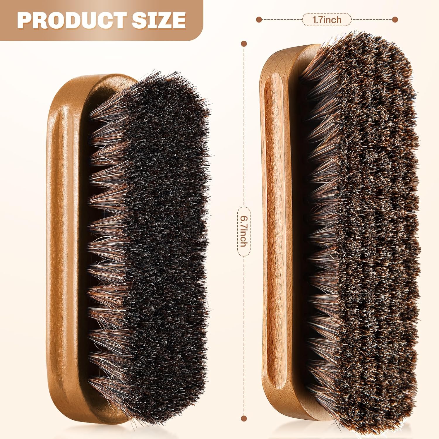 2 Pcs Horsehair Shine Shoes Brush Kit Polish Dauber Applicators Cleaning Leather Shoes Boots Care