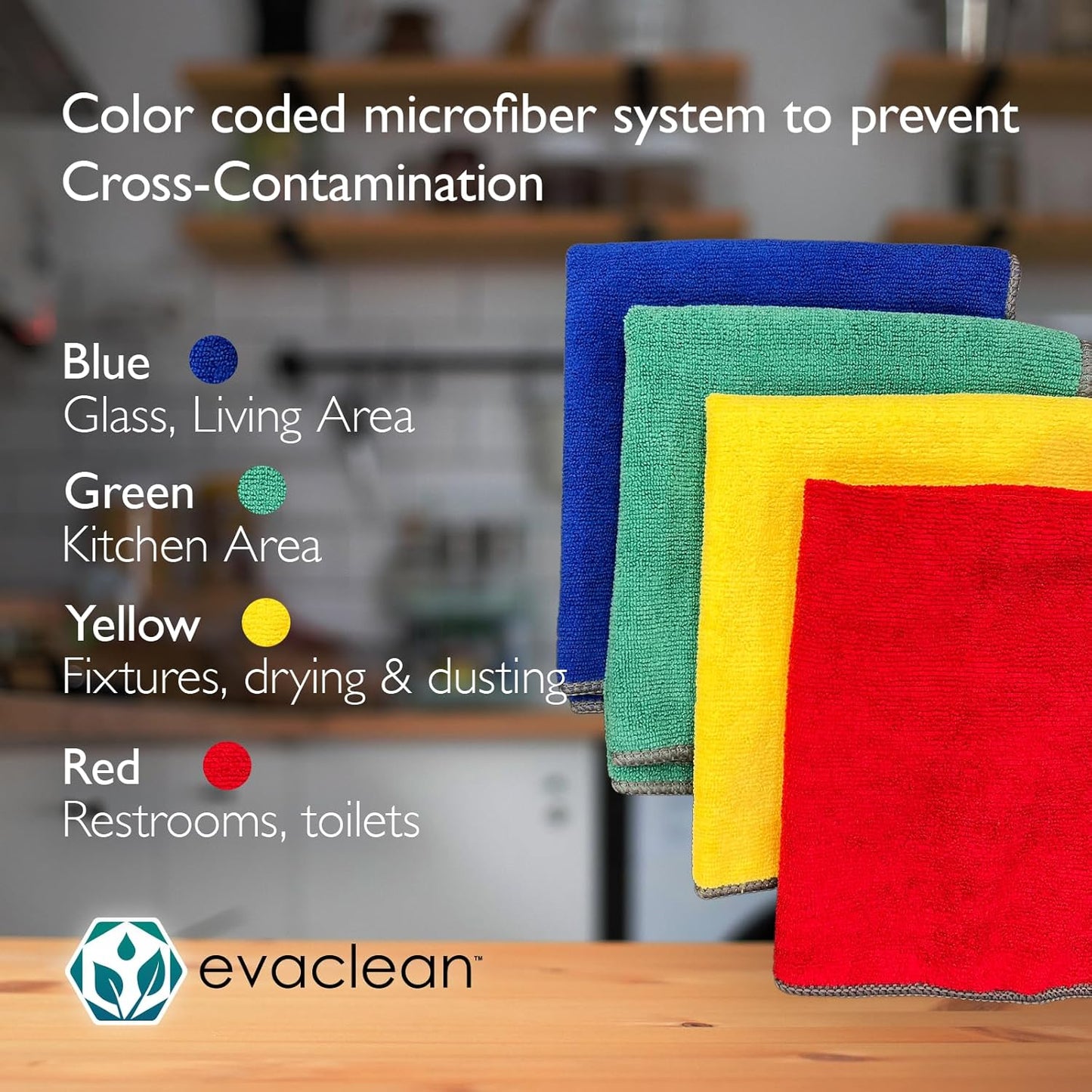 EvaClean Premium Microfiber Cleaning Cloth 16"x16" - Reusable, Washable, Non-Scratch, Microfiber