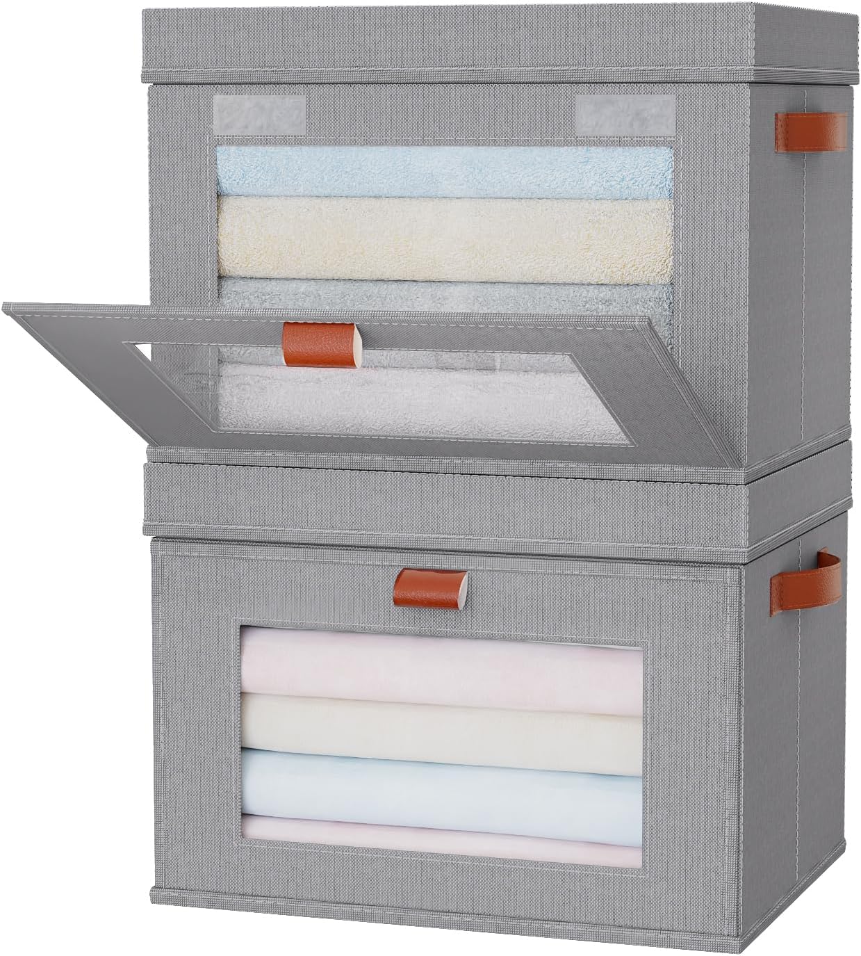 Large Storage Bins with Lids,Stackable&Collapsible Closet Storage Bins,Oxford Fabric Organizer Box