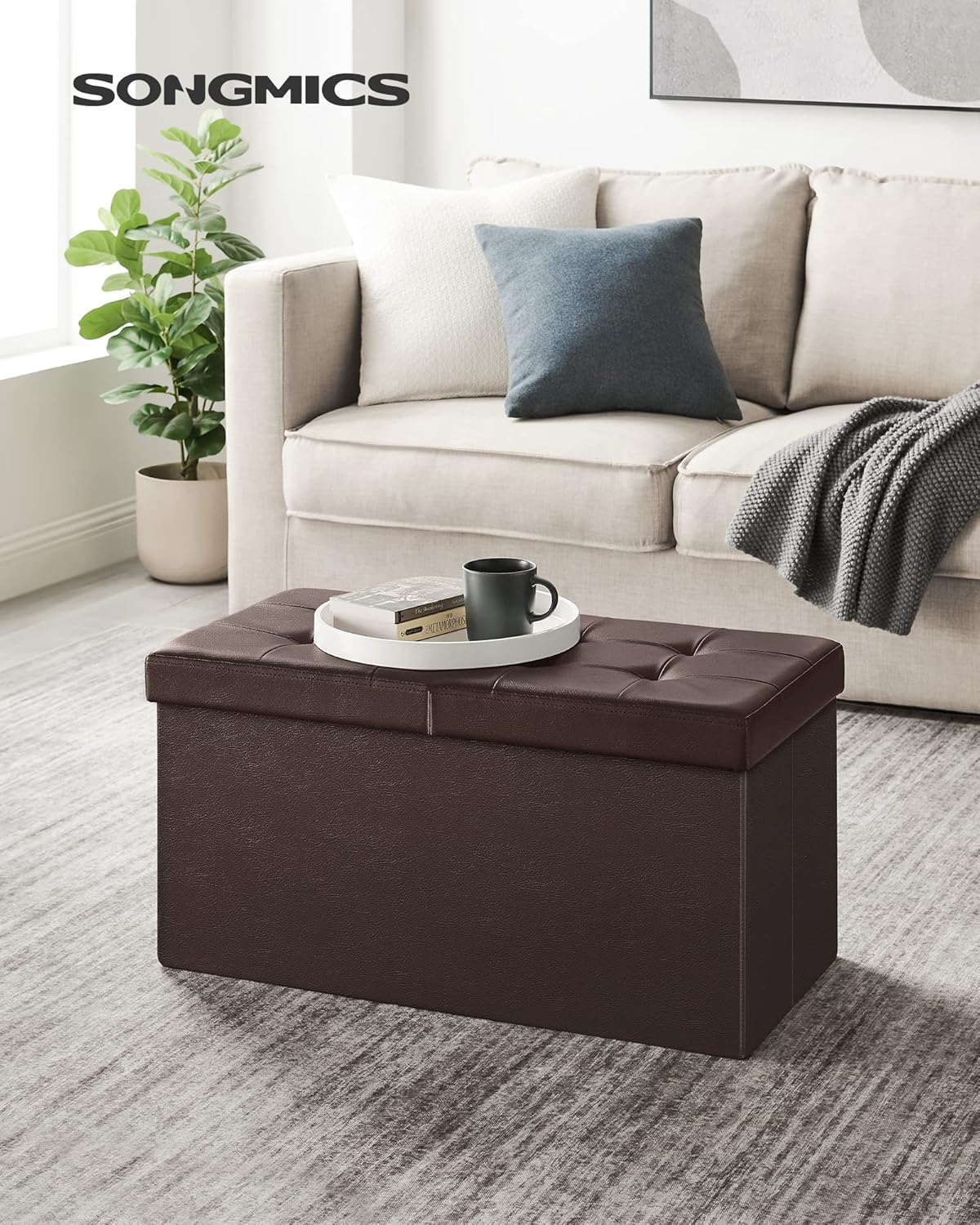 SONGMICS MAZIE Collection - 30 Inches Storage Ottoman Bench with Flipping Lid, Storage Chest