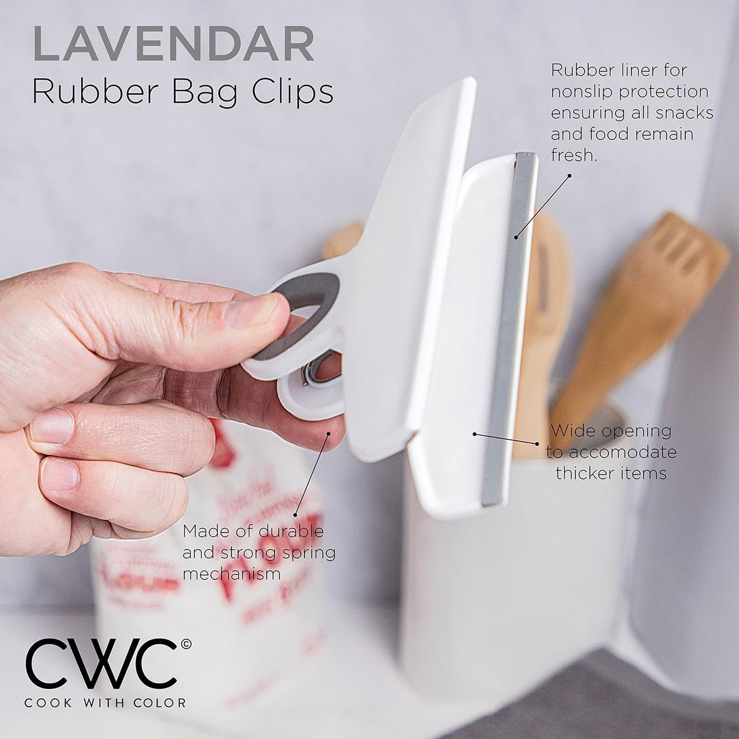 COOK WITH COLOR Bag Clips - Heavy Duty Chip Clip and Refrigerator Magnet Clips for Food Storage