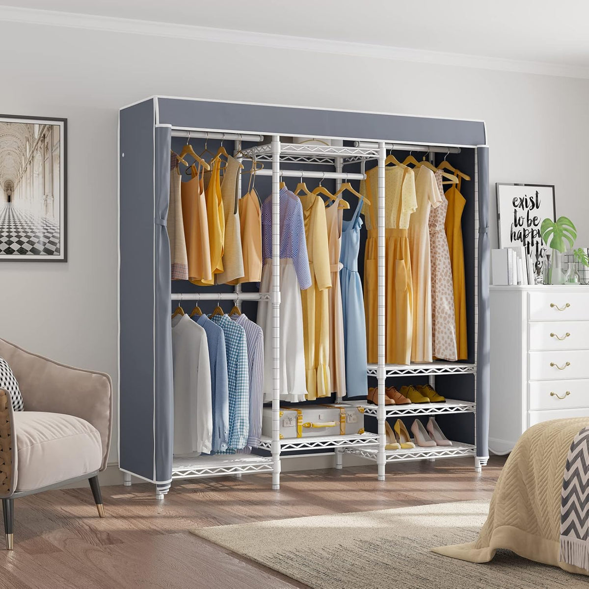 VIPEK V5C Covered Clothes Rack Heavy Duty Portable Closet Wardrobe, Freestanding White Metal