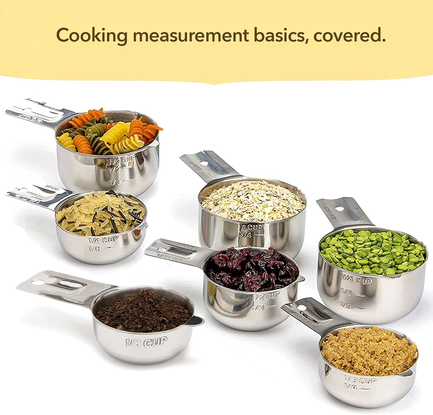 Simply Gourmet Measuring Cups Set of 7, Stackable, 304 Premium Stainless Steel, Kitchen Gadgets for