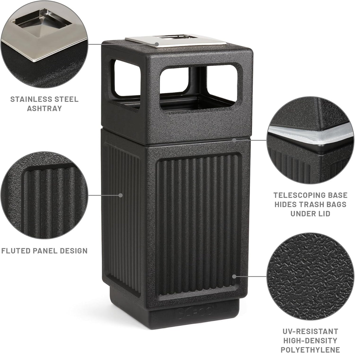 Safco Canmeleon Trash Can, 30 Gallons, Indoor and Outdoor Use, Durable & Weather-Resistant