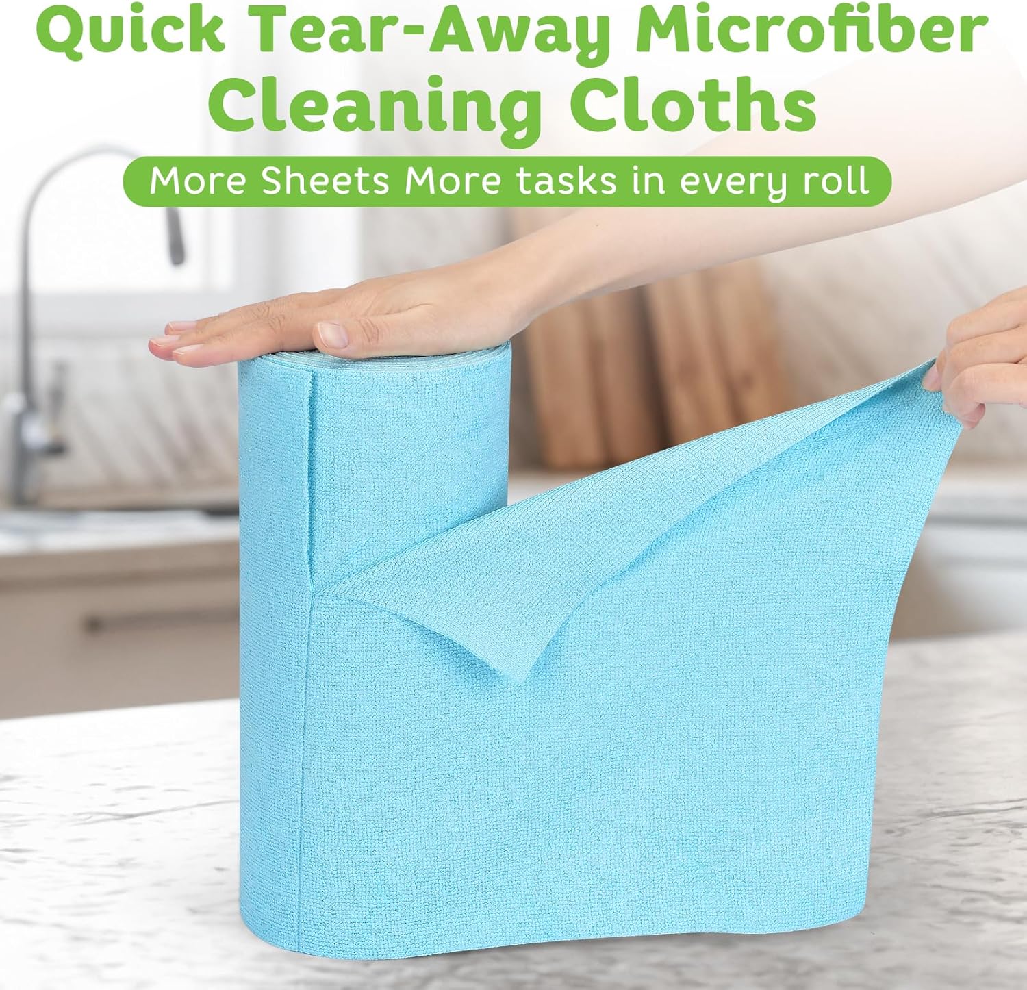 Matthew Microfiber Cleaning Cloth Roll 72Pack (12" x 12") Reusable Paper Towels&Washable Tear Away