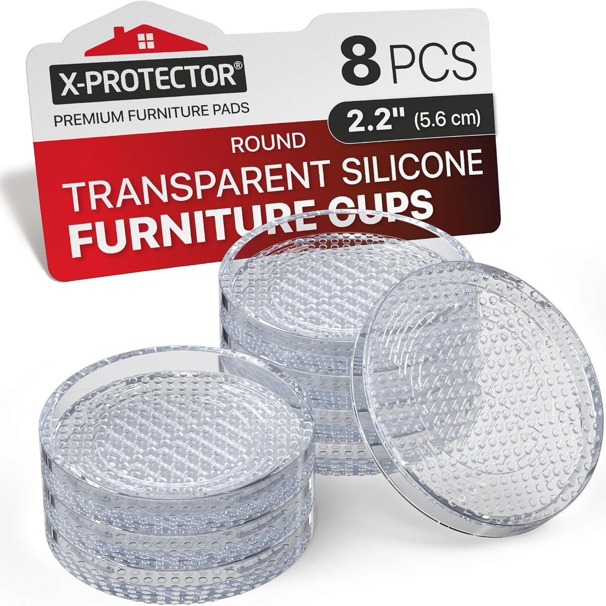X-Protector Furniture Cups - 8 PCS 2.2" - Non Slip Furniture Pads for Hardwood Floors - Transparent