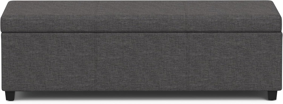 SIMPLIHOME Avalon 54 inch Wide Contemporary Rectangle Extra Large Storage Ottoman Bench in Slate