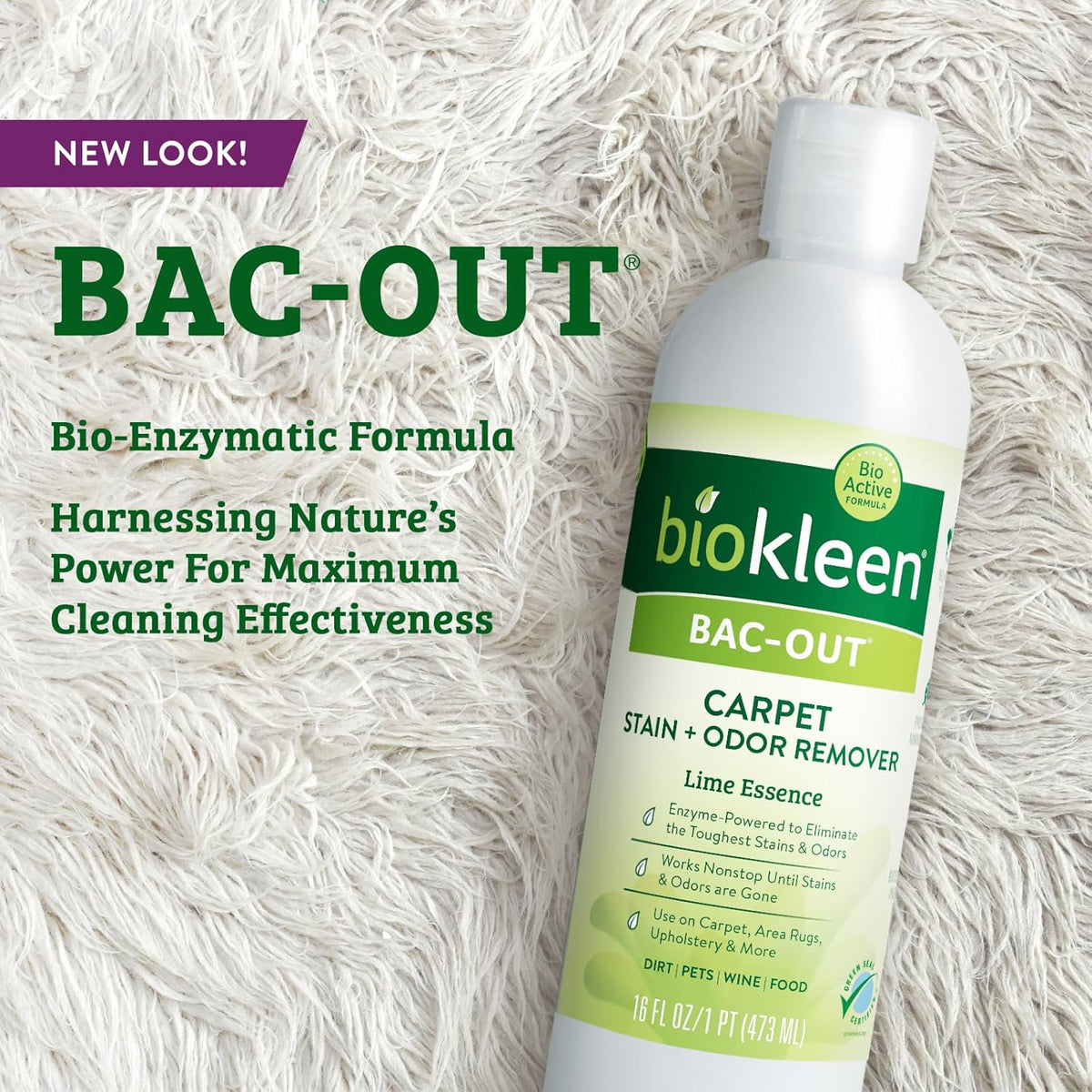 Biokleen Bac-Out Enzymatic Stain & Odor Remover for Carpet - Removes Stains and odors caused by
