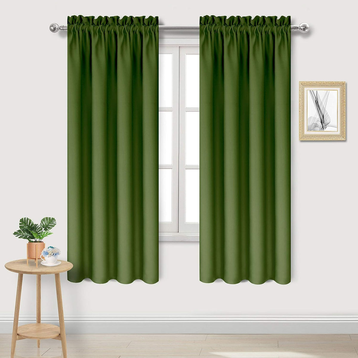 DWCN Olive Green Room Darkening Blackout Curtains - Thermal Insulated Privacy Energy Saving Window