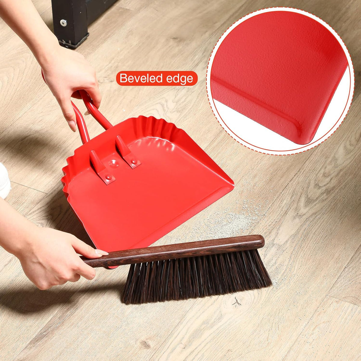 Mumufy 4 Pack 12 inch Heavy Duty Metal Dustpan Large Wide Dust Pans for Household Handheld Wide