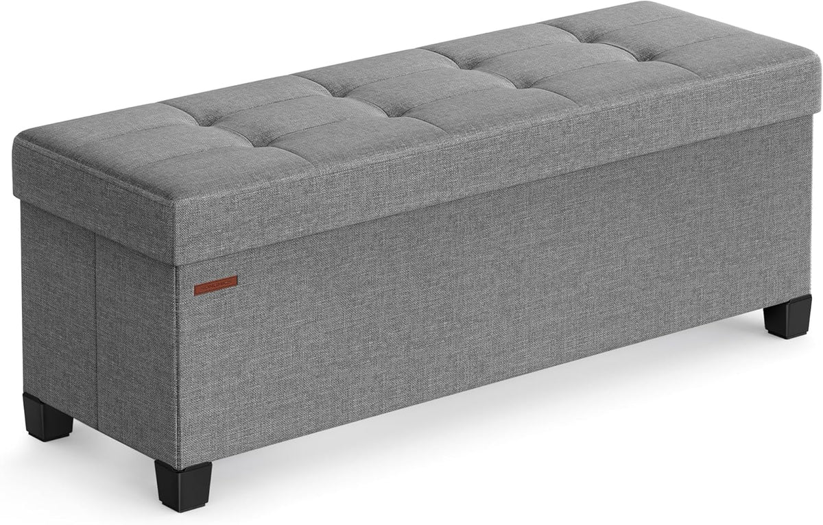 SONGMICS Storage Ottoman Bench, Foldable Foot Rest with Legs, 15 x 43 x 15.7 Inches, End of Bed