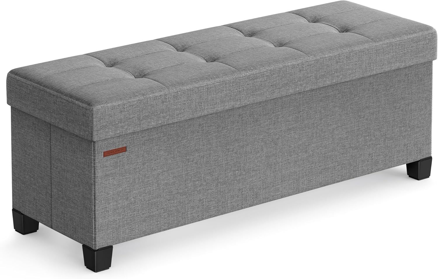 SONGMICS Storage Ottoman Bench, Foldable Foot Rest with Legs, 15 x 43 x 15.7 Inches, End of Bed