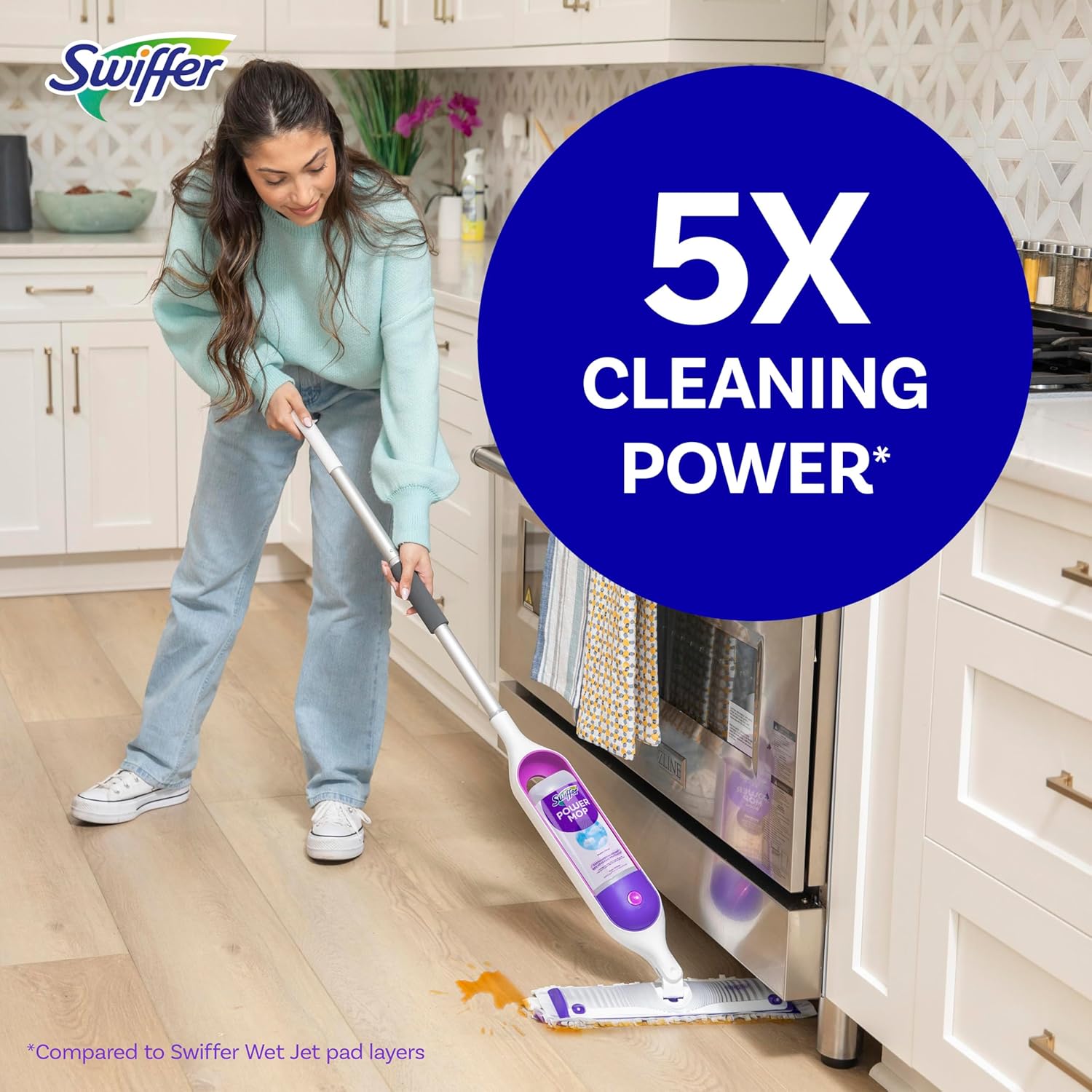 Swiffer PowerMop Multi-Surface Mop Kit for Floor Cleaning, Includes PowerMop, 2 Mopping Pad