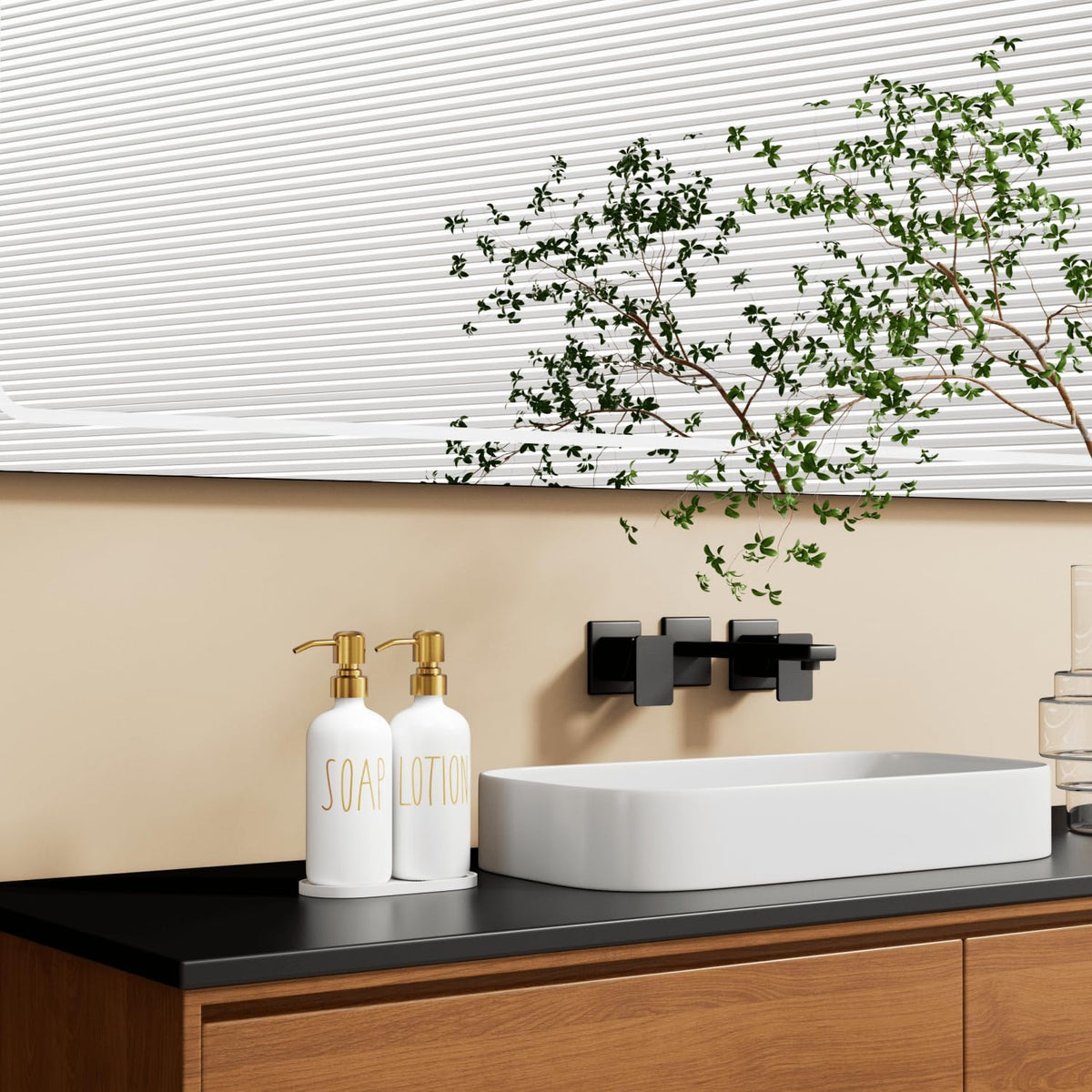 MOMEEMO Bathroom Soap Dispenser Set, Contains Lotion and Hand Soap Dispenser, Suitable for Bathroom