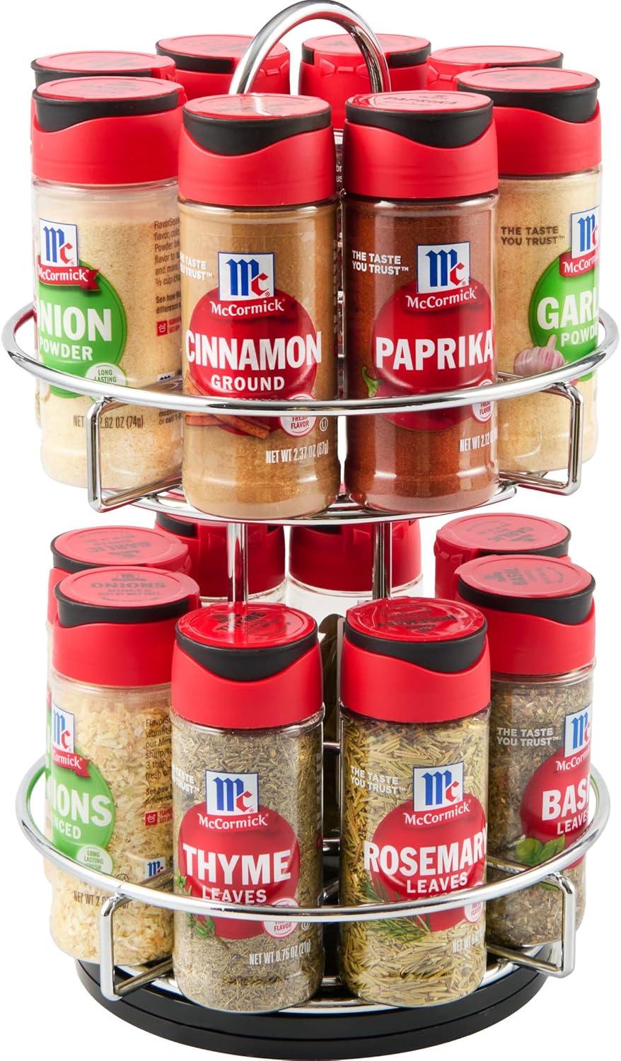 McCormick Spice Rack, Two Tier Chrome, Featuring 16 Herbs & Spices for Everyday Cooking, Great Gift