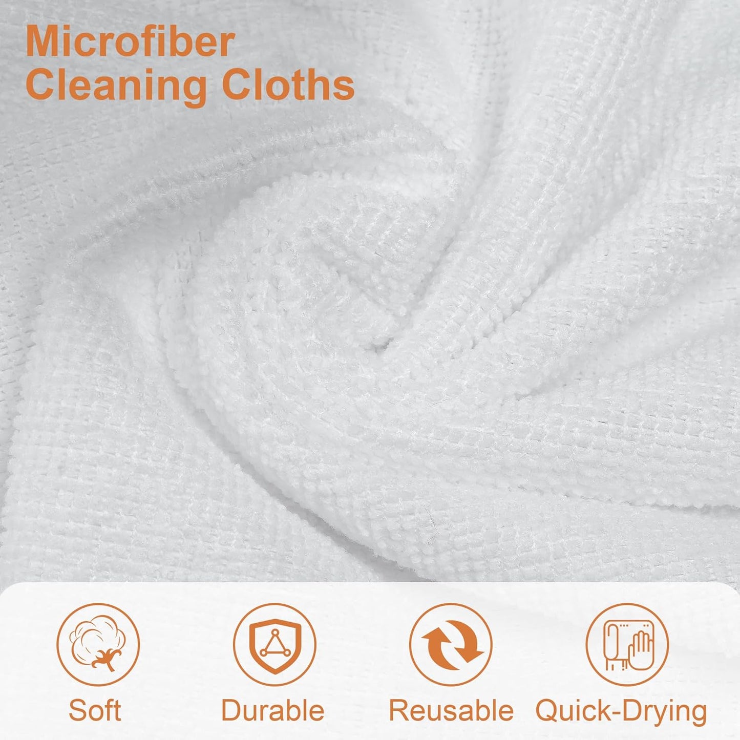 LIVOS Microfiber Cleaning Cloth Roll - 80 Pack, Reusable Paper Towels, White Tear Away, Microfiber