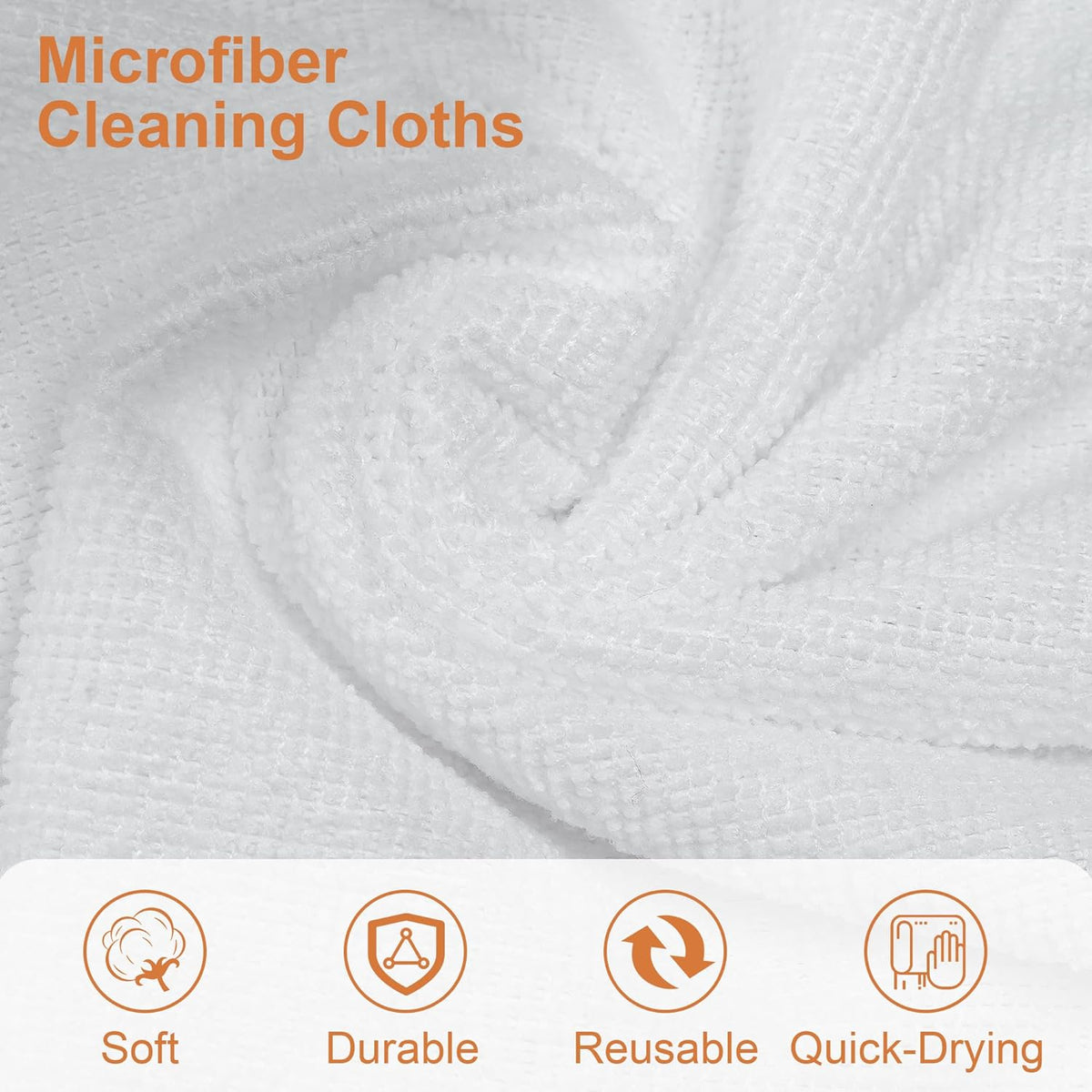 LIVOS Microfiber Cleaning Cloth Roll - 80 Pack, Reusable Paper Towels, White Tear Away, Microfiber
