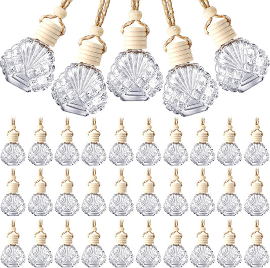 BBTO 50 Pcs Hanging Car Air Freshener Car Diffuser Bottles Empty Glass Perfume Bottle Freshener