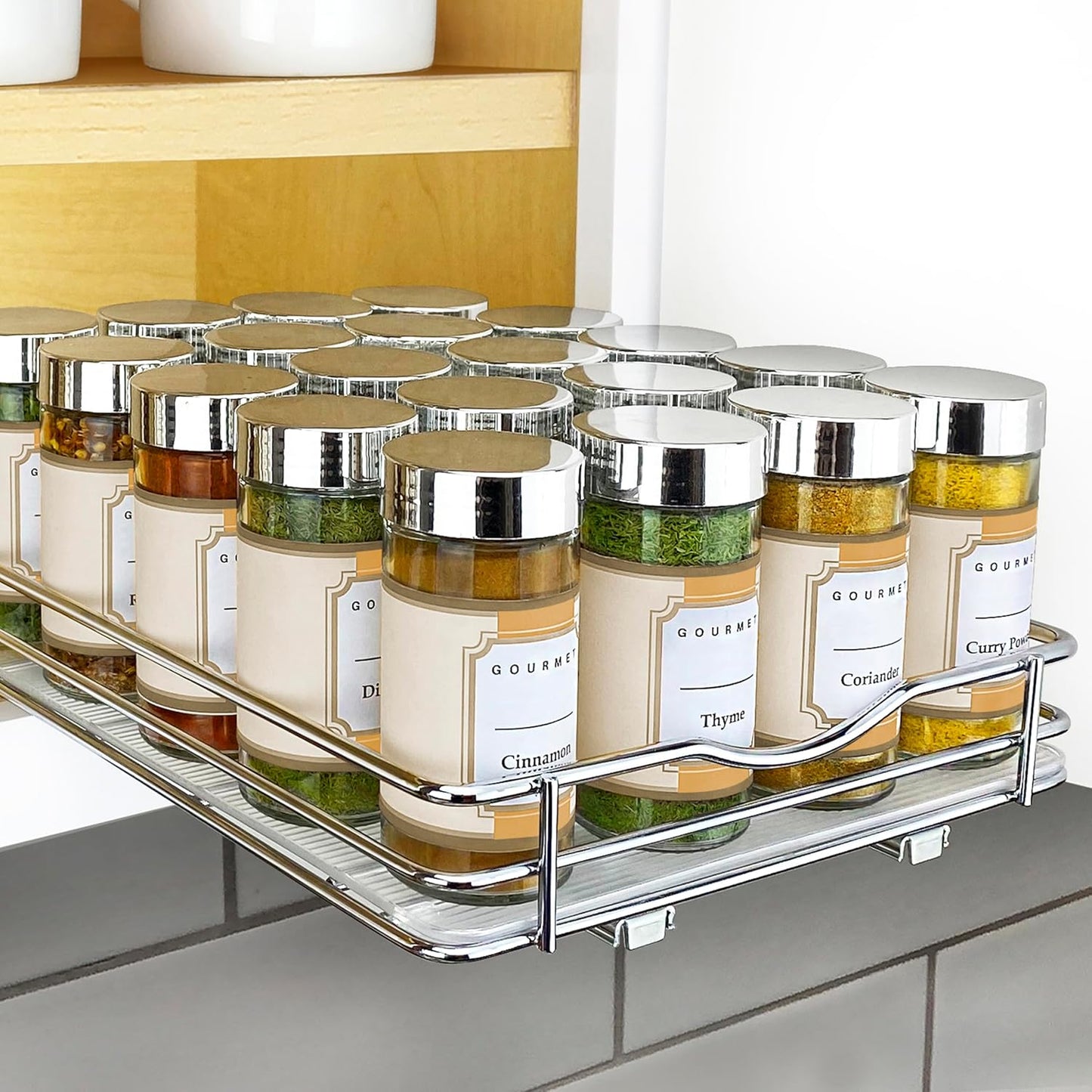 LYNK PROFESSIONAL® Pull Out Spice Rack Organizer for Inside Kitchen Cabinets - 8-1/4 inch Wide