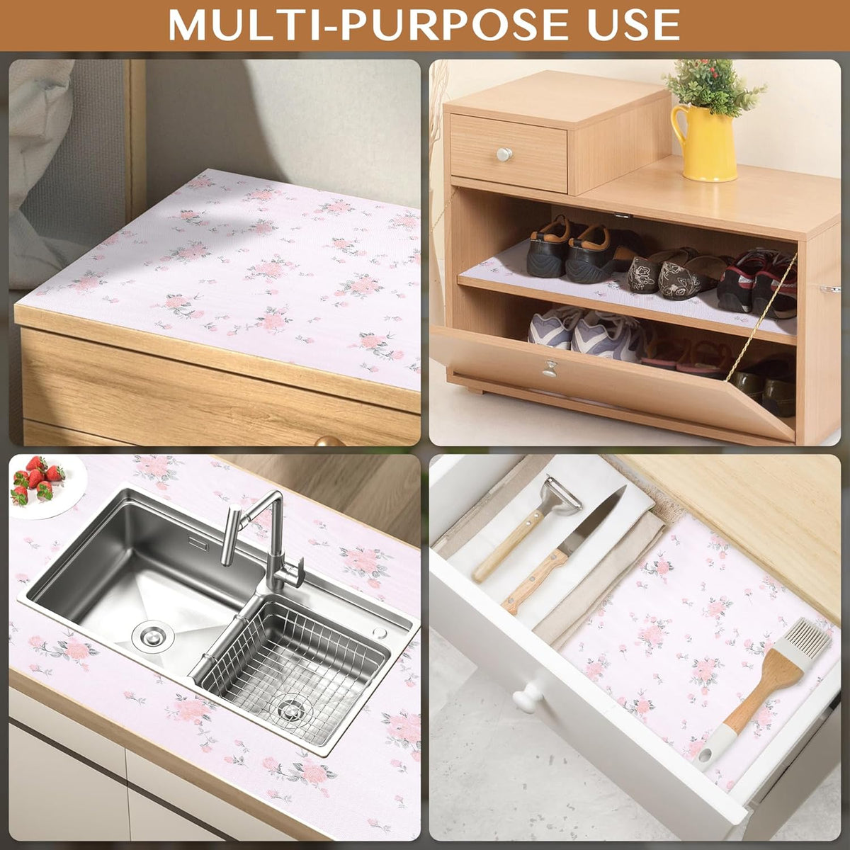 Non-Adhesive Shelf and Drawer Liner for Kitchen Cabinets, 12 in x 17FT Strong Non-Slip Cabinet