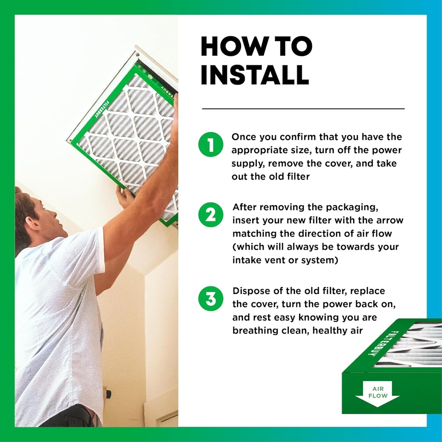 Filterbuy 12x36x1 Air Filter MERV 8 (MPR 700) Dust Defense Replacement (6-Pack), Electrostatic