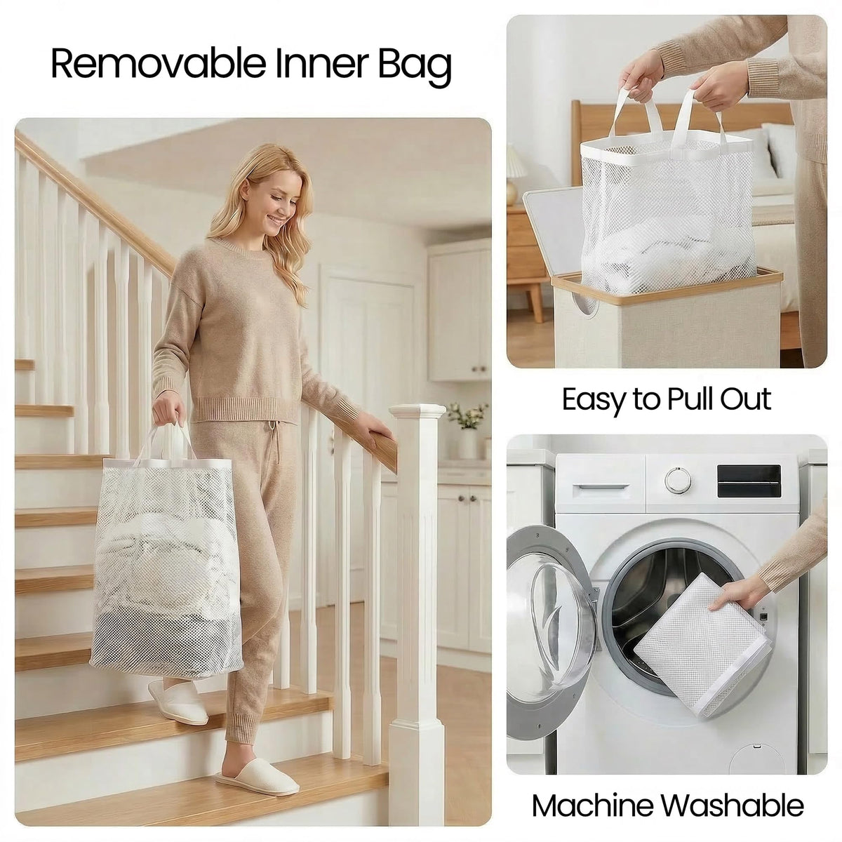 efluky Slim Laundry Basket with Lid, Narrow Laundry Hamper with Removable Bag, Skinny Dirty Clothes