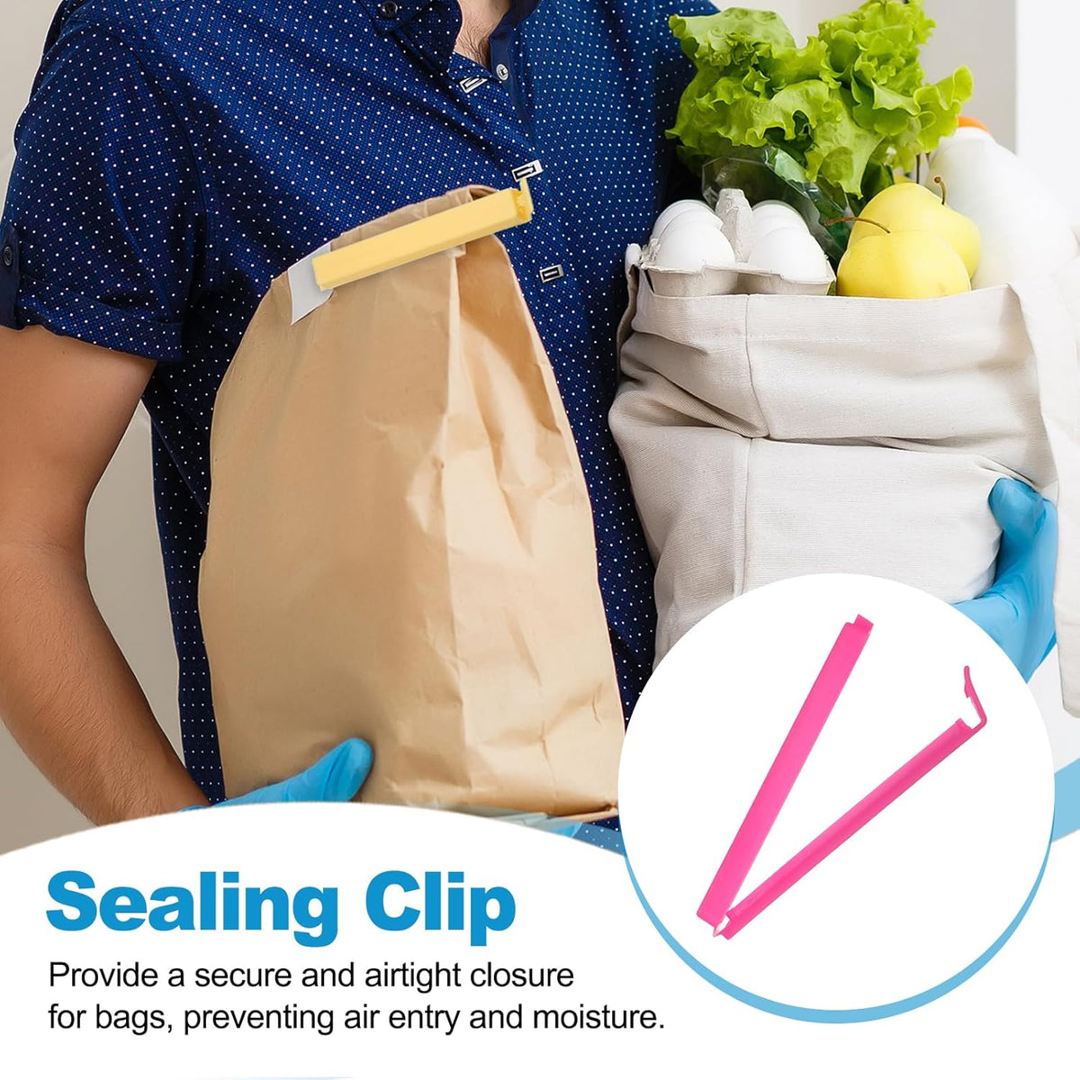 PATIKIL Sealing Clips 4.3 Inch, 10 Pack Reusable Plastic Bag Clip Clamp Sealer for Food Storage