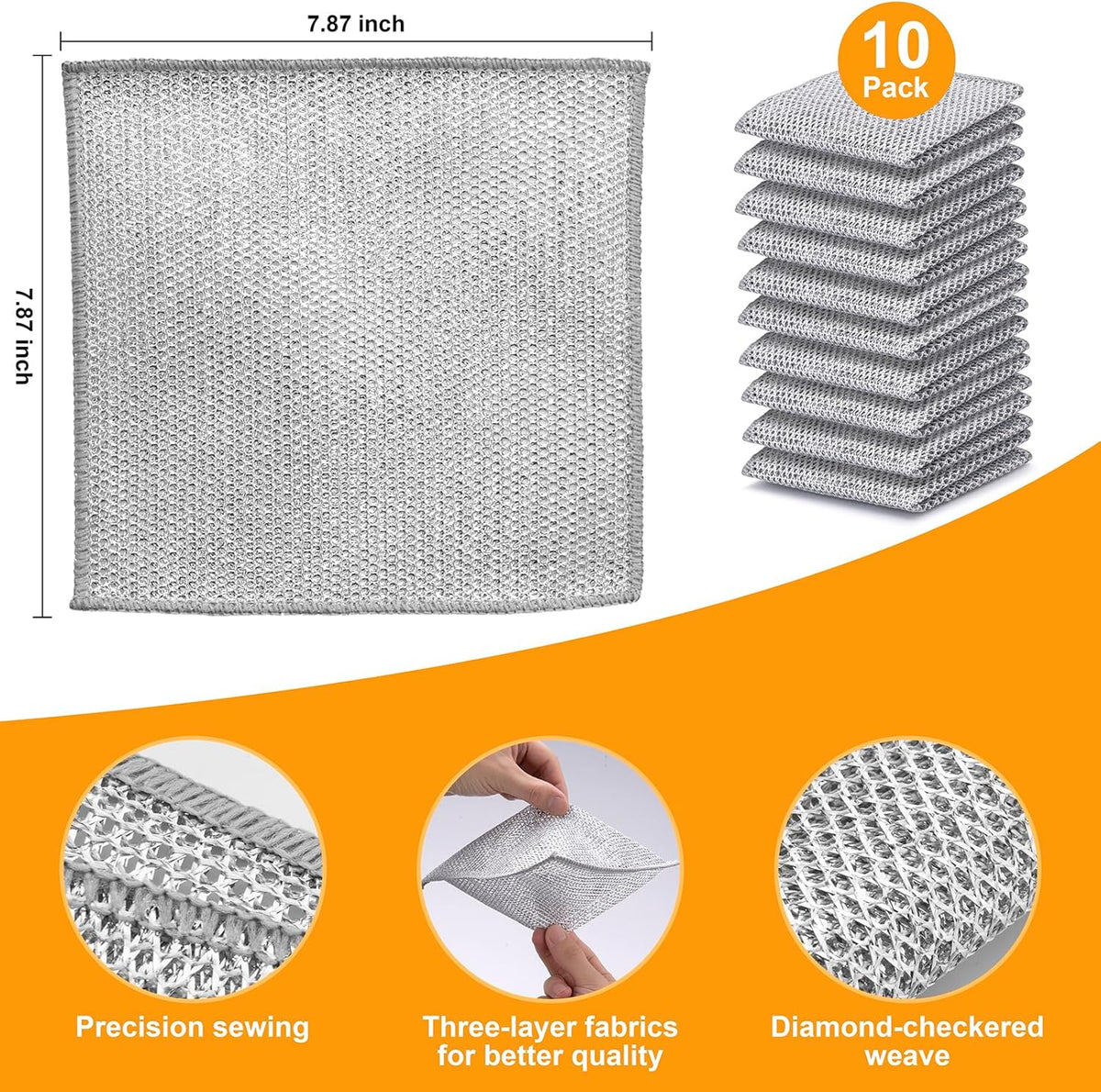 Inkhut Non Scratch Wire Dishcloth, Multipurpose Wire Dishwashing Rag for Wet and Dry