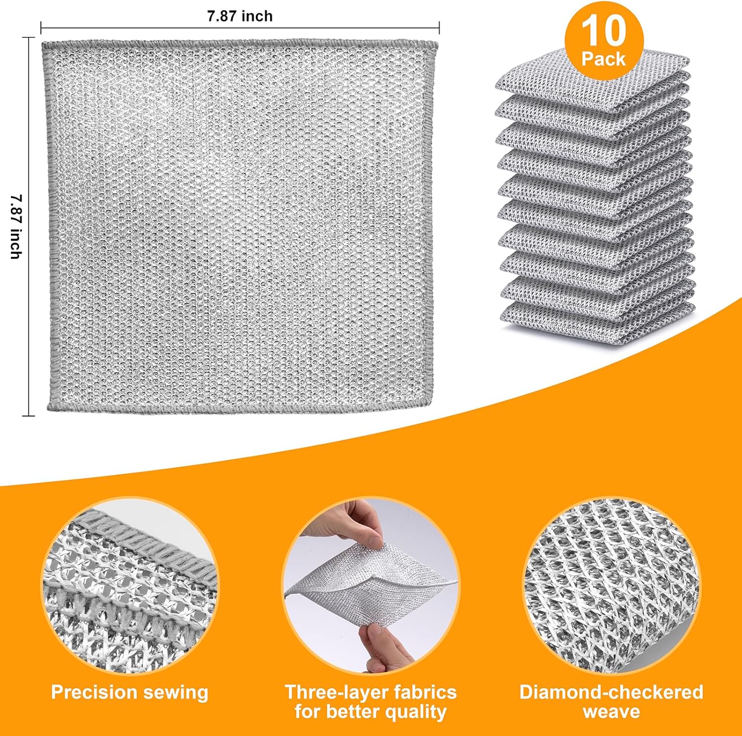 Inkhut Non Scratch Wire Dishcloth, Multipurpose Wire Dishwashing Rag for Wet and Dry