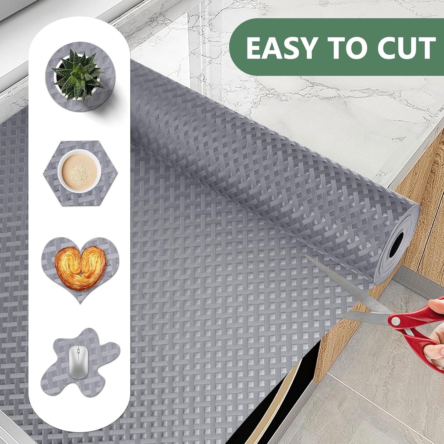 Shelf Liners, Non-Adhesive Drawer Liner, Waterproof & Oil-Proof Kitchen Cabinet Cupboard Liner
