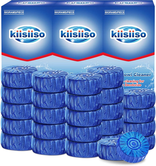 KIISIISO Toilet Bowl Cleaner Tablets, Blue Automatic Toilet Tank Cleaners, Septic-Safe Hard Water
