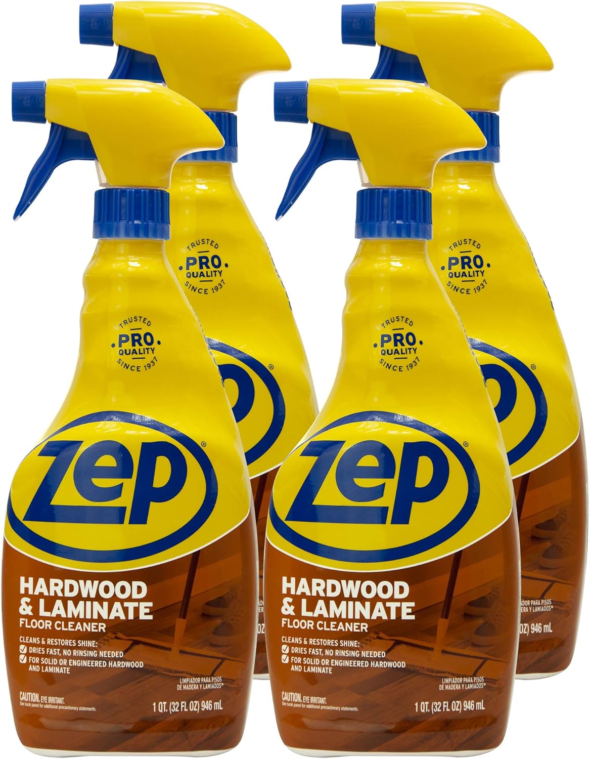 Zep Hardwood and Laminate Floor Cleaner - 32 Oz (Case of 4) - ZUHLF324 - Cleans Spots, Stains, and