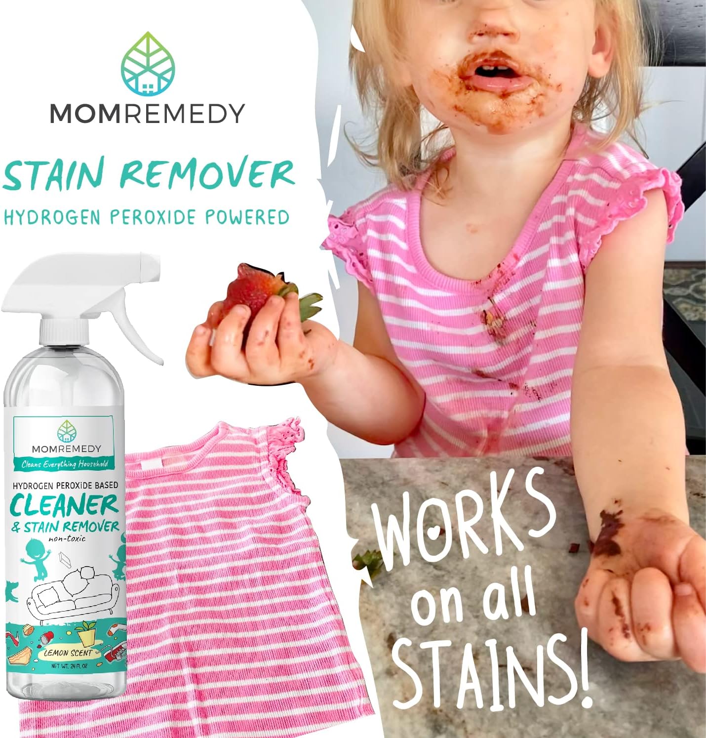 MOMREMEDY Hydrogen Peroxide All Purpose Cleaning Spray | Multipurpose Home Cleaner | Fabric and