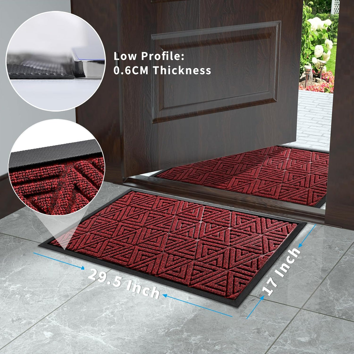 Yimobra Outdoor Mats for Front Door 29.5x17, All-Weather Waterproof Non-Slip Outdoor Door Mat