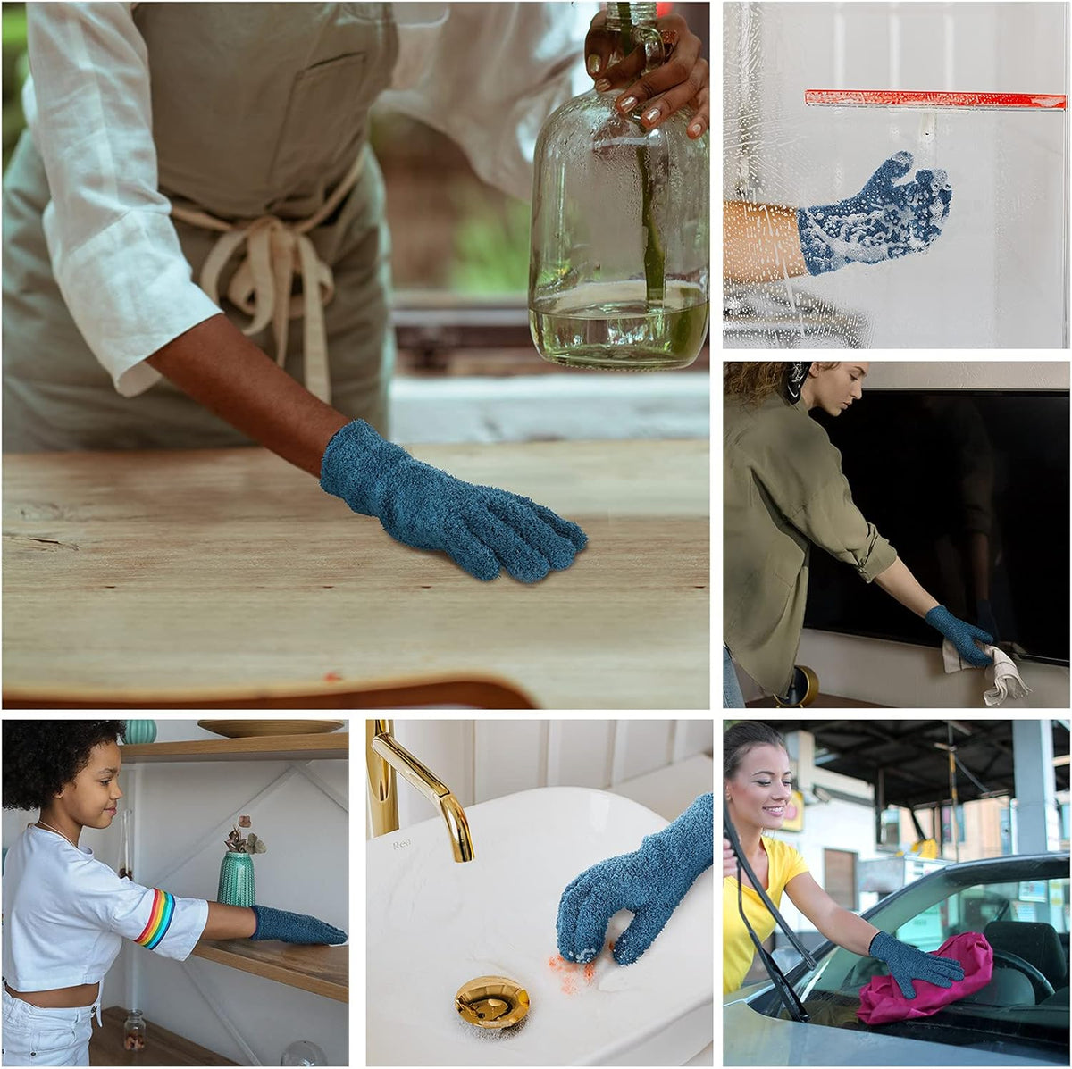 Patelai 2 Pairs Microfiber Gloves for plants Dusting Cleaning Glove Mittens House Cars Blinds