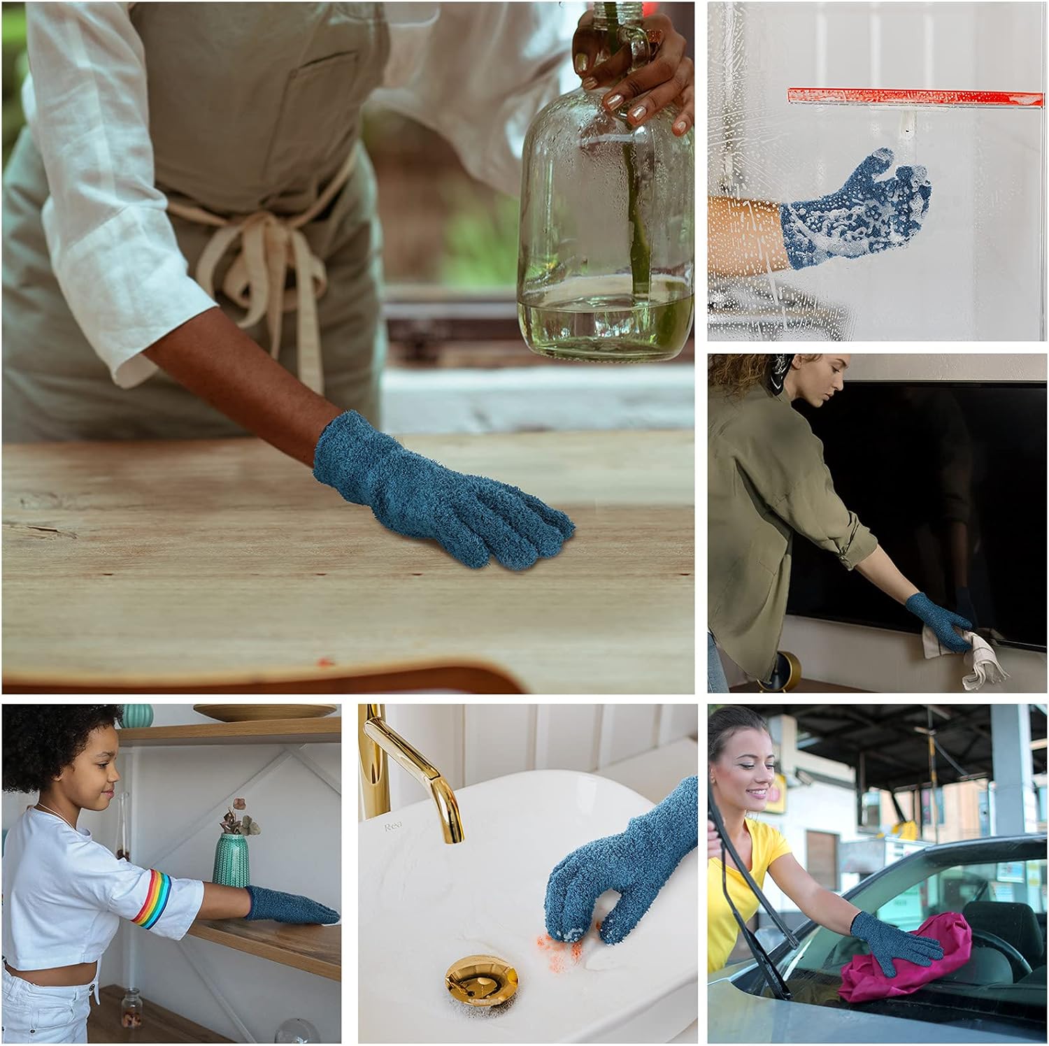 Patelai 2 Pairs Microfiber Gloves for plants Dusting Cleaning Glove Mittens House Cars Blinds