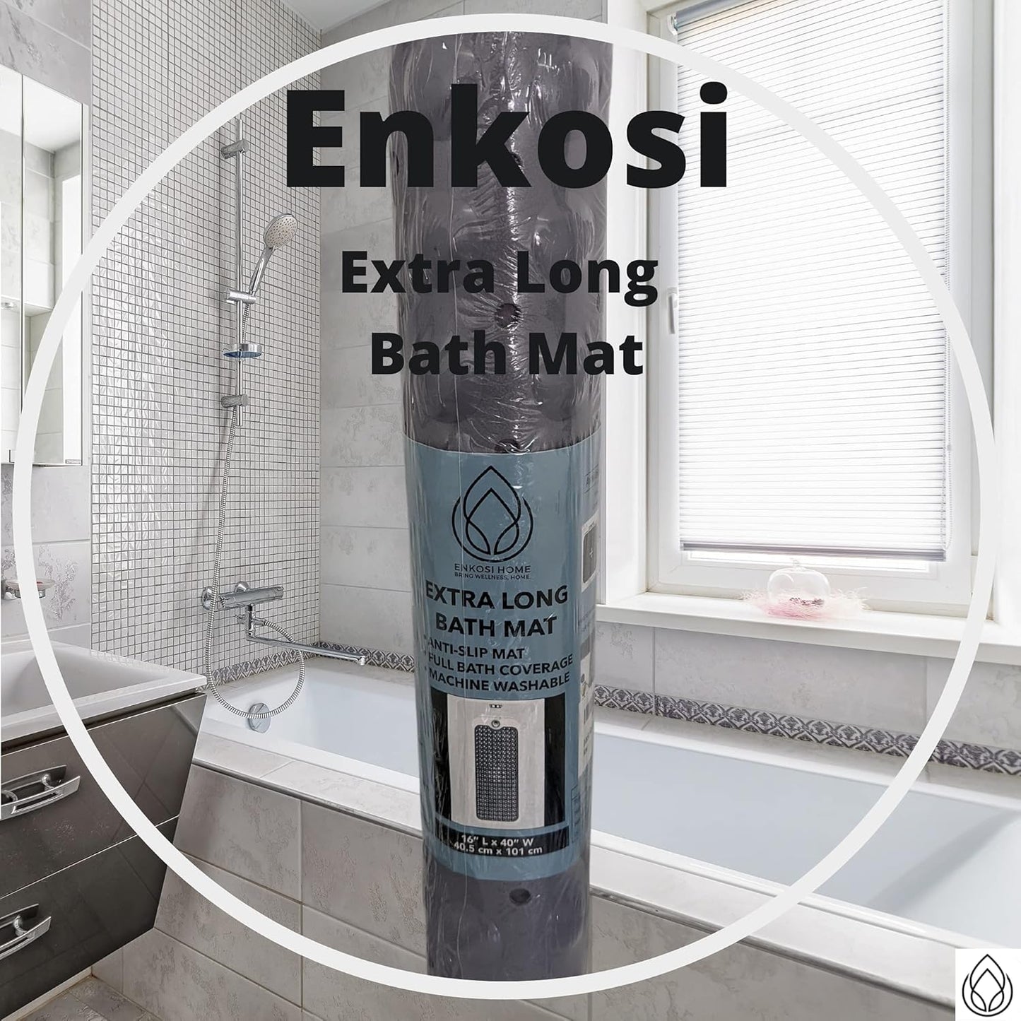 ENKOSI Bath Mat - Large Non Slip Bathtub & Shower Mat - Extra Long 40 x 16 Inch Bathroom Mats for