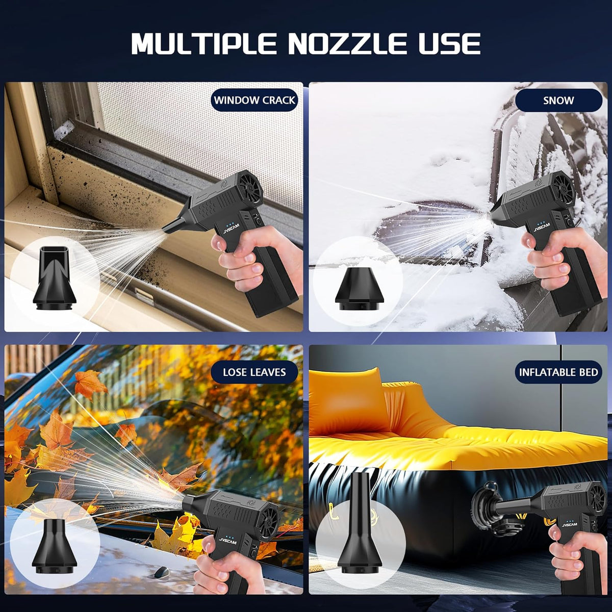 Compressed Air Duster - Electric Air Duster with Brushless Motor - 3 Gear Adjustable Cordless Air