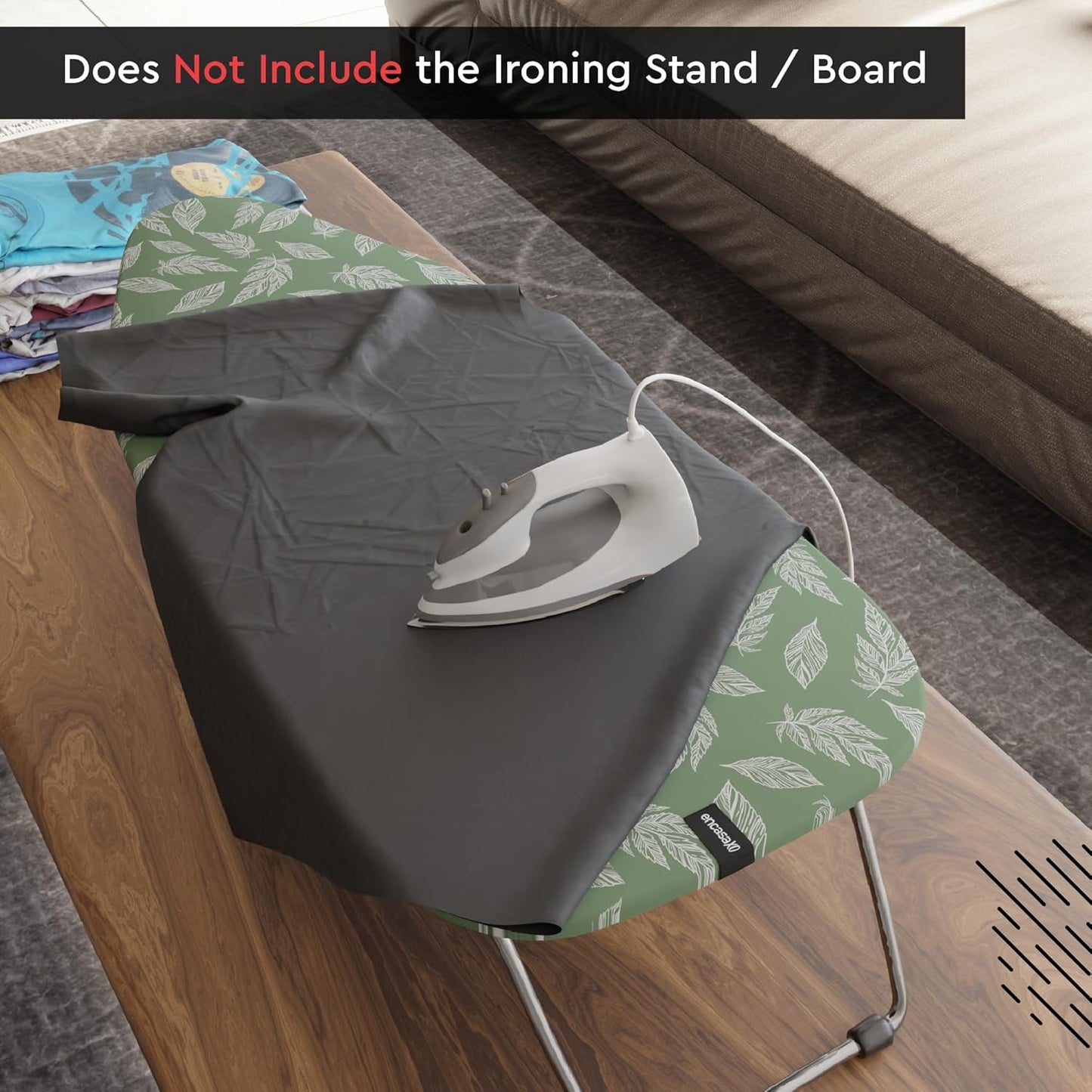 Encasa XO Ironing Board Cover and Pad 28"x12" - Thick 3mm Felt Padding, Drawstring Tightening &