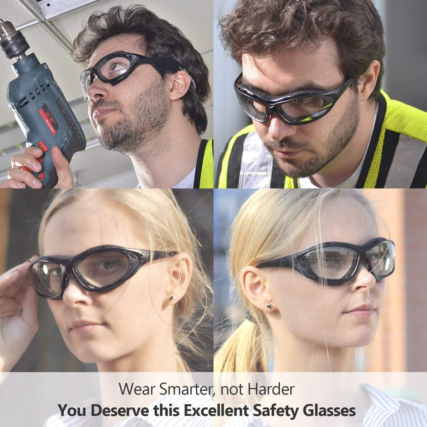 SAFEYEAR Anti Fog Safety Glasses- SG002 Clear Scratch Resistant Work Glasses No-Slip Safety Goggles