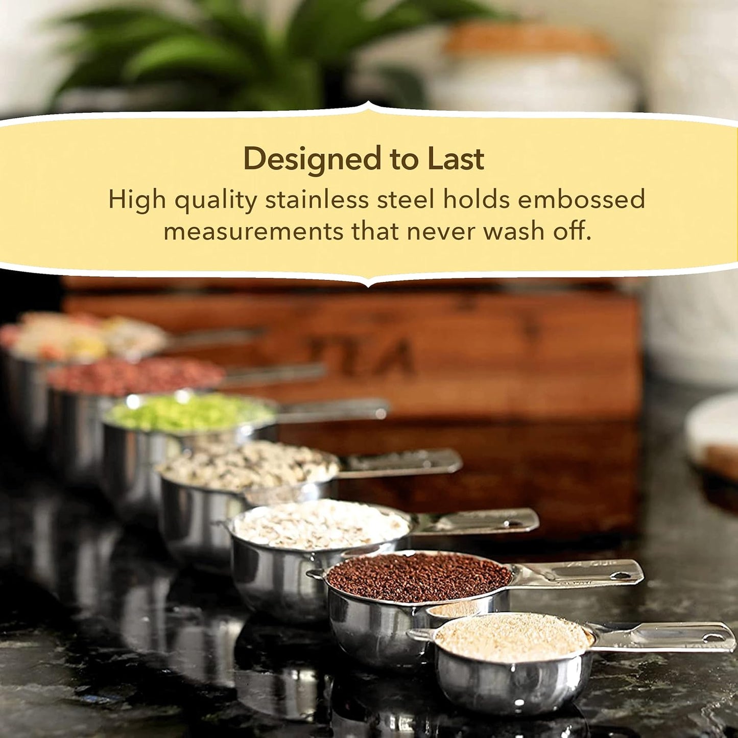 Simply Gourmet Measuring Cups Set of 7, Stackable, 304 Premium Stainless Steel, Kitchen Gadgets for