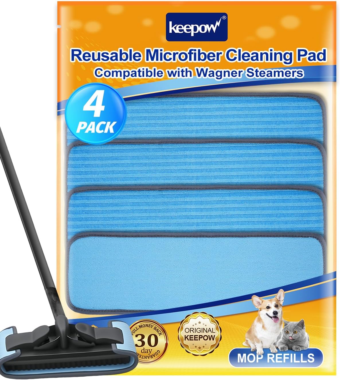 KEEPOW Reusable Microfiber Mop Pads Compatible with Wagner 905e, 915e and 925e Steamers, Reusable