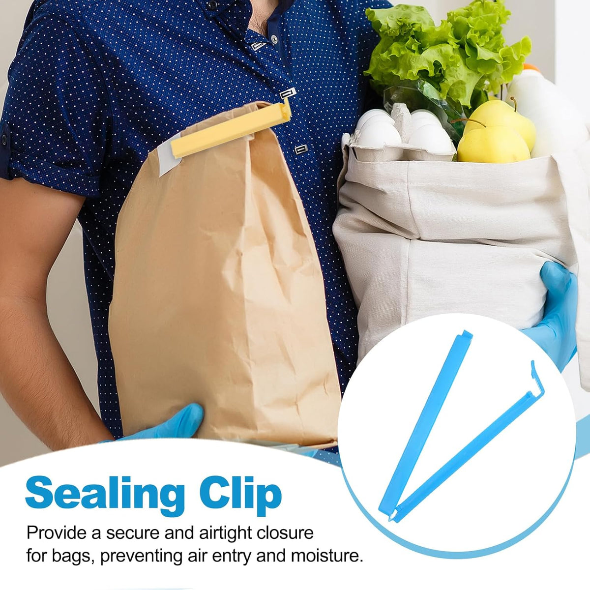 PATIKIL Sealing Clips 4.3 Inch, 10 Pack Reusable Plastic Bag Clip Clamp Sealer for Food Storage