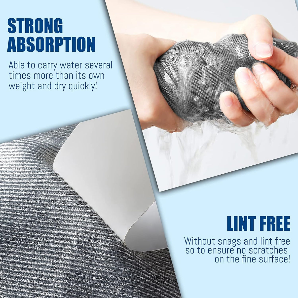 Streak Free Miracle Cleaning Cloth Easy Clean Pack of 8-12" x 16" Microfiber Dish Cloths Glass