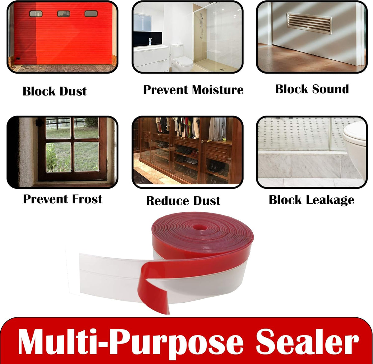 Clear Weather Stripping Tape, Door Draft Seal Silicone Strip. Enhanced with Thicker Strip and