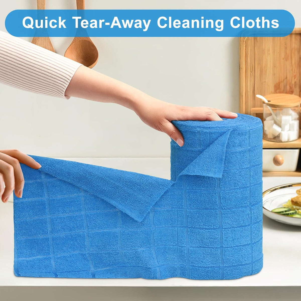 LIVOS Microfiber Cleaning Cloth Roll - 80 Pack, Reusable Paper Towels, Microfiber Towels for Cars