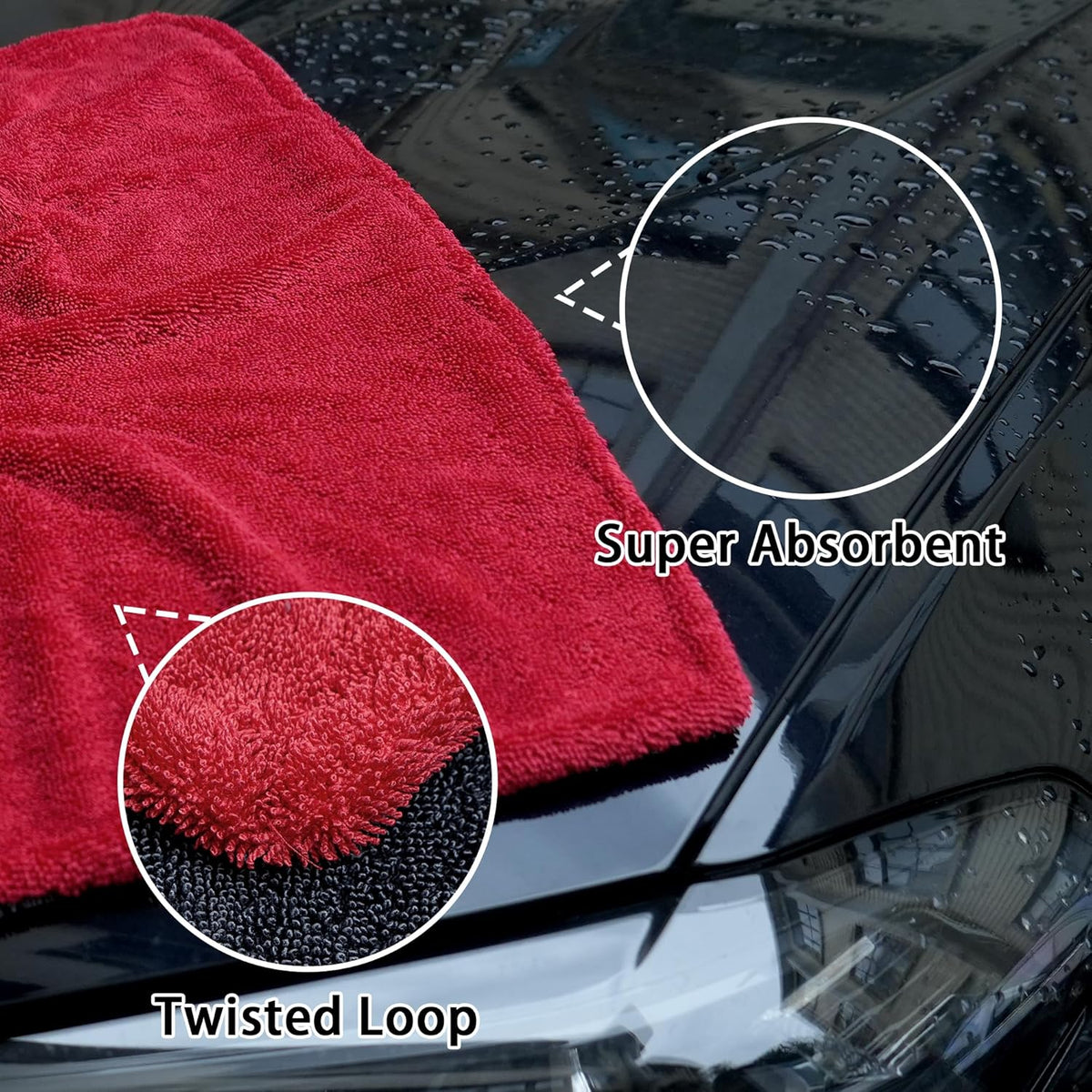 Greenfound Microfiber Towel for Cars, 1000GSM Car Drying Towel, Double Twist Pile & Edgeless